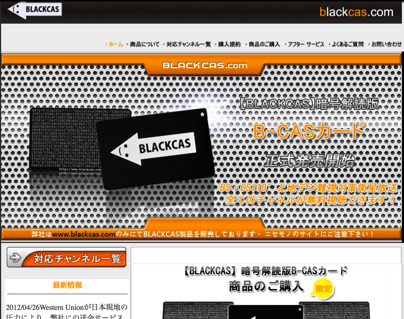 摘発を受けたblackcas.com